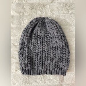 Hand-Knit Style Ribbed Beanie in Gray